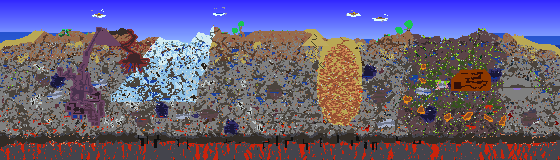 Map of Terraria seed 1.1.2.Shockbyte on 1.4.5